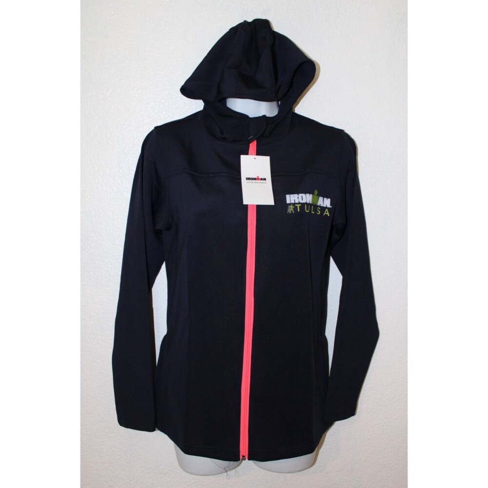 Ironman Tulsa Official Finishers Jacket Hoodie Full Zip Women's Large NWT Navy